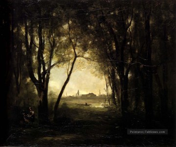 romantique romantisme Tableau Peinture - Camille Paysage avec un lac en plein air romantisme Jean Baptiste Camille Corot